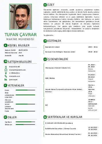 Makine Mühendisi Cv Örnekleri cv indir
